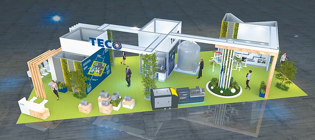 東元集團以「綠色智慧工廠」為主軸，參加2023年臺北自動化大展。圖／東元提供